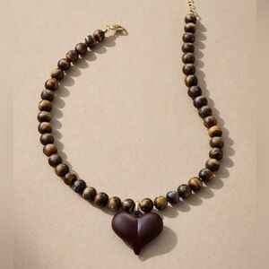 Tiger Eye Beaded Heart Necklace 2026 Fashion Color